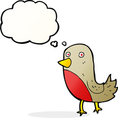 cartoon robin with thought bubble