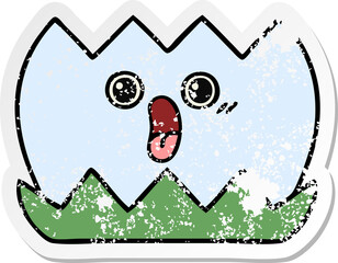 distressed sticker of a cute cartoon water lilly