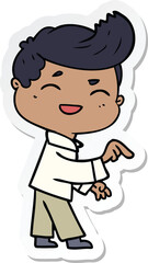 sticker of a cartoon man laughing and pointing