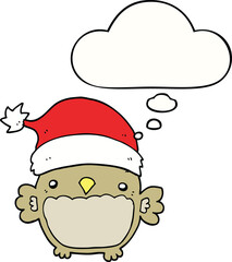 cute christmas owl and thought bubble