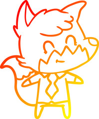 warm gradient line drawing cartoon friendly fox