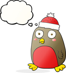 thought bubble cartoon christmas robin