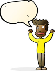 cartoon stressed man with speech bubble