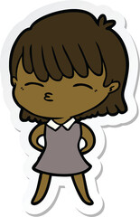 sticker of a cartoon woman