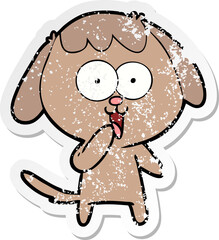 distressed sticker of a cute cartoon dog