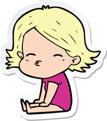 sticker of a cartoon woman sitting