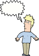cartoon surprised man with thought bubble