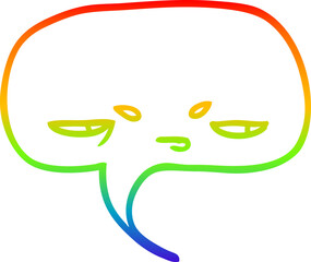 rainbow gradient line drawing cartoon speech bubble with face