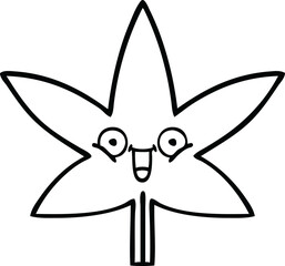 line drawing cartoon autumnal leaf