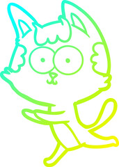 cold gradient line drawing happy cartoon cat
