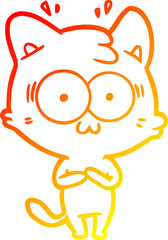 Obraz premium warm gradient line drawing cartoon surprised cat