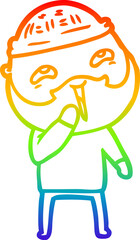 rainbow gradient line drawing cartoon happy bearded man