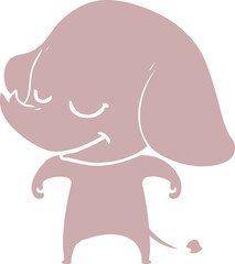 flat color style cartoon smiling elephant