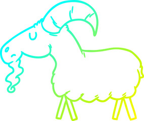 cold gradient line drawing cartoon goat