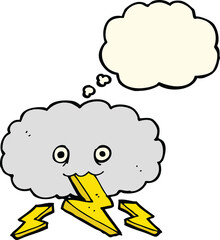 cartoon thundercloud with thought bubble