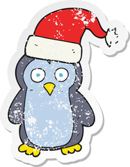 retro distressed sticker of a cartoon penguin