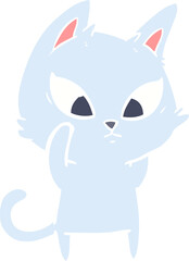 confused flat color style cartoon cat