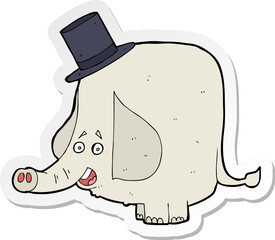 sticker of a cartoon elephant in top hat