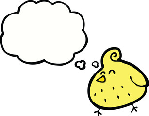 cartoon bird with thought bubble
