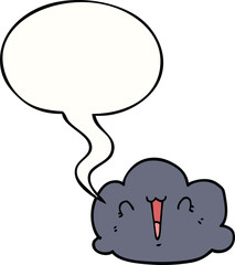 happy cloud cartoon and speech bubble