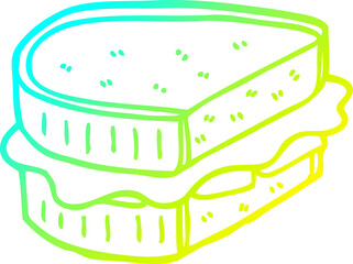 cold gradient line drawing cartoon toasted sandwich