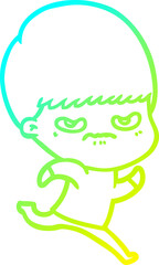 cold gradient line drawing cartoon angry boy