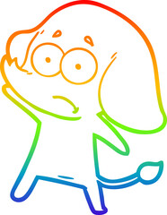 Obraz premium rainbow gradient line drawing cartoon unsure elephant