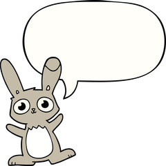 cute cartoon rabbit and speech bubble