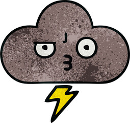 retro grunge texture cartoon storm cloud