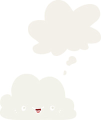 cute cartoon cloud and thought bubble in retro style