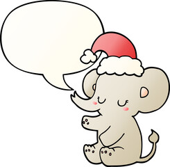 cute christmas elephant and speech bubble in smooth gradient style