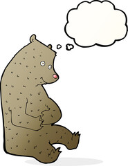 cartoon happy bear with thought bubble