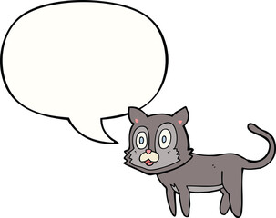 happy cartoon cat and speech bubble