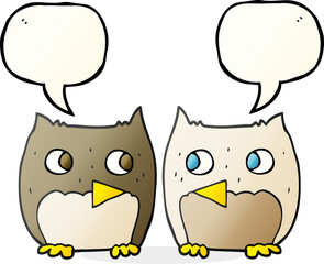 cute speech bubble cartoon owls