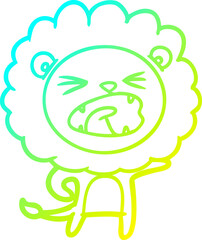 cold gradient line drawing cartoon lion