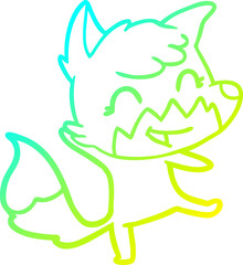 cold gradient line drawing happy cartoon fox
