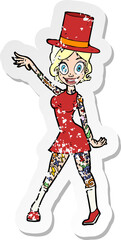 retro distressed sticker of a cartoon woman with tattoos