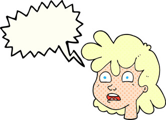 comic book speech bubble cartoon female face