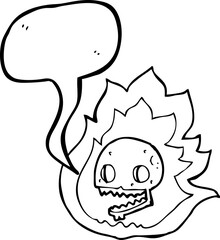 speech bubble cartoon burning skull