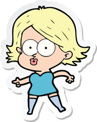 sticker of a cartoon girl pouting