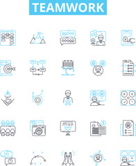 Teamwork vector line icons set. Collaboration, Synergy, Togetherness, Joint-effort, Harmony, Pooled, Partnership illustration outline concept symbols and signs