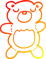 warm gradient line drawing cartoon teddy bear
