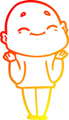Obraz premium warm gradient line drawing happy cartoon bald man