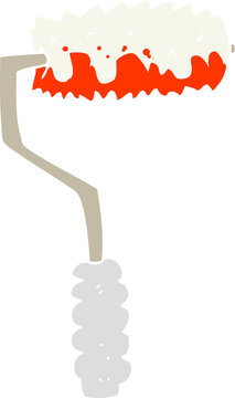 flat color illustration of a cartoon paint roller