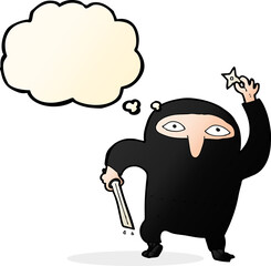 cartoon ninja with thought bubble