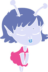 cute alien girl flat color style cartoon