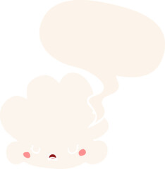 cute cartoon cloud and speech bubble in retro style