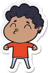 sticker of a cartoon man pouting