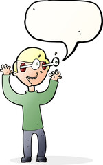 cartoon man with popping out eyes with speech bubble
