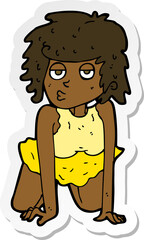 sticker of a cartoon woman doing pin-up pose